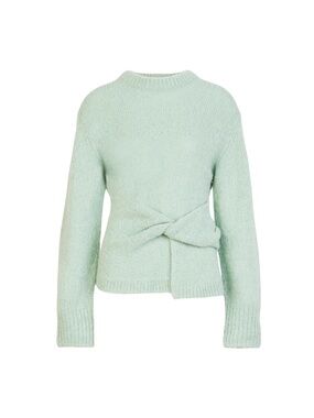 $275 Tanya Taylor Knot-Front Mint Green Alpaca/Wool Blend Women's Sweater Size L